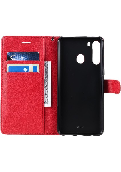 Kart Yuvası Klasik Düz Renk Yüksek ile Samsung Galaxy A21 Için Flip Case (Yurt Dışından) fırsatları