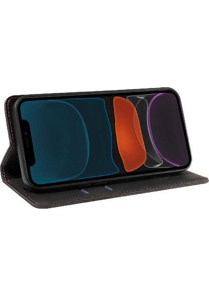 Iphone 12 Için Kılıf Mini Manyetik Koruyucu Pu Deri Folio Cüzdan (Yurt Dışından)