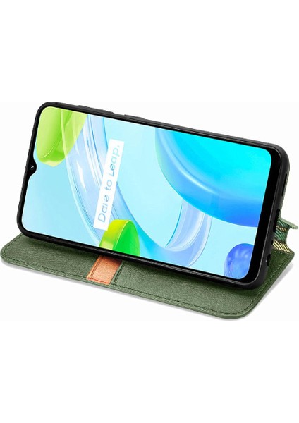 Oppo Realme C30 Deri Kılıf Kapak Kapak Zarif Iş Için Kılıf (Yurt Dışından) fiyatları