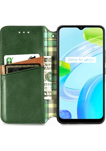 Oppo Realme C30 Deri Kılıf Kapak Kapak Zarif Iş Için Kılıf (Yurt Dışından) modelleri