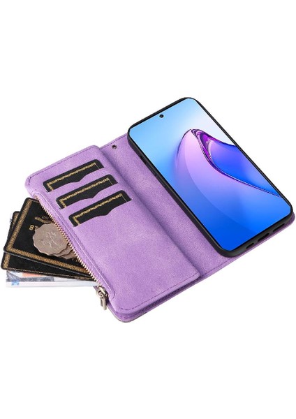 Kart Yuvası Standı Fermuar Cüzdan Tarzı ile Oppo Oppo 8 Pro 5g Için Kılıf (Yurt Dışından)