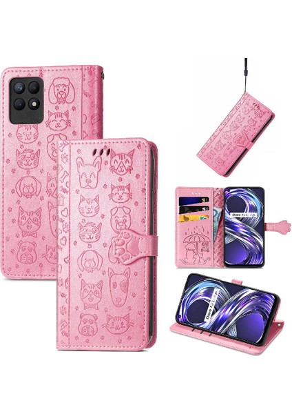 Realme 8i Kısa Kayış Karikatür Hayvanlar Için Kılıf Darbeye Kapak Kılıfı (Yurt Dışından)