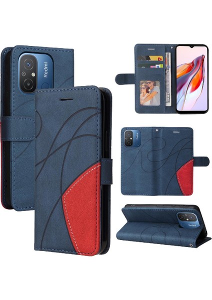 Xiaomi Redmi 12C Iki Renkli Dikiş Için Kılıf Kickstand Koruyucu Pu Flip (Yurt Dışından)