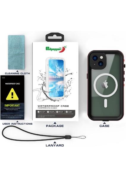 Iphone 14 Için Kılıf Artı Ekran Koruyucu Su Geçirmez IP68 Tam Inşa (Yurt Dışından)