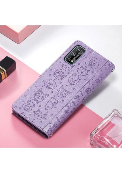 Oppo Realme 7 Pro Darbeye Karikatür Hayvanlar Deri Kılıf Için Kılıf Kısa (Yurt Dışından)