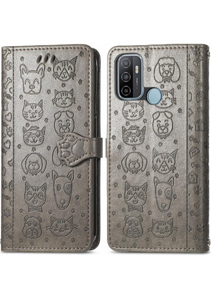 Oppo A53 2020 Için Kılıf Kısa Kayış Kapak Çevirin Kılıf Karikatür Hayvanlar (Yurt Dışından)