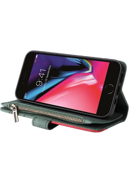IPhone 7/8 Için Dokuz Kart Yuvaları Kickstand Koruyucu Fermuar Cüzdan (Yurt Dışından) indirimleri