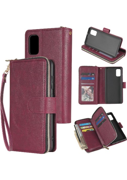 Samsung Galaxy Için Kılıf El Kayışı ile Zipper Fermuar Cep Kart Tutucu Flip (Yurt Dışından)
