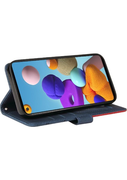 Samsung Galaxy A21 Için Kılıf Pu Deri Flip Folio Kılıf Kickstand Iki Renkli (Yurt Dışından) fiyatları