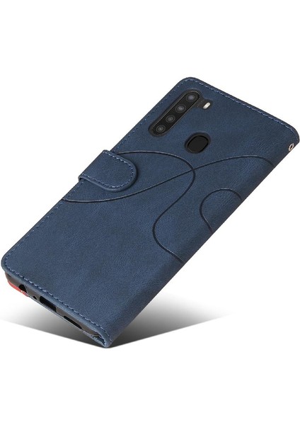 Samsung Galaxy A21 Için Kılıf Pu Deri Flip Folio Kılıf Kickstand Iki Renkli (Yurt Dışından) indirimleri