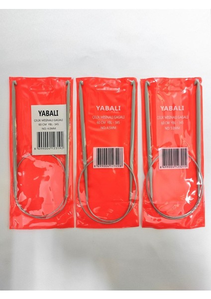 Yabalı Iki Ucu Gagalı Şiş 60 cm 3lü Set 4-4,5-5 Numaralar Çelik Misinalı