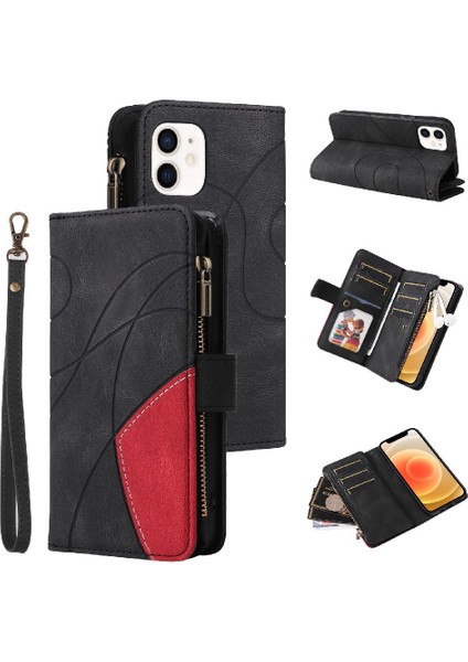 Kart Yuvası Standı Fermuar ile IPhone 12 Mini Kickstand Koruyucu Kılıf (Yurt Dışından)