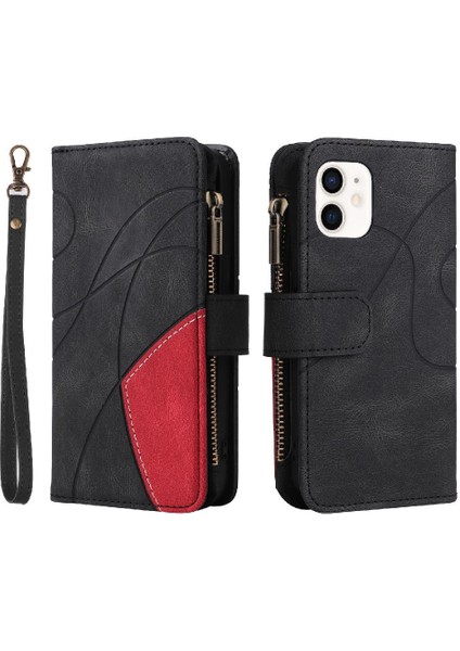 Kart Yuvası Standı Fermuar ile IPhone 12 Mini Kickstand Koruyucu Kılıf (Yurt Dışından)