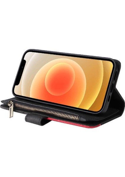Kart Yuvası Standı Fermuar ile IPhone 12 Mini Kickstand Koruyucu Kılıf (Yurt Dışından)
