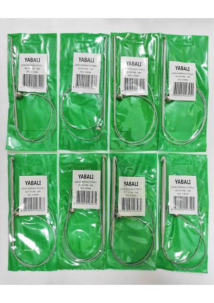 Yabalı Stoplu Şiş 60 cm Tam Set (2,5-3-3,5-4-4,5-6-7 Numaralar) Çelik Misinalı