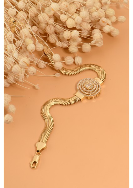 Balıksırtı Baget Altın Bileklik CGKBLK0116