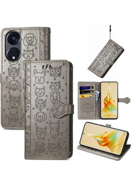 Oppo Oppo 8t 5g Flip Kapak Için Kılıf Karikatür Hayvanlar Kısa Kayış Deri (Yurt Dışından)