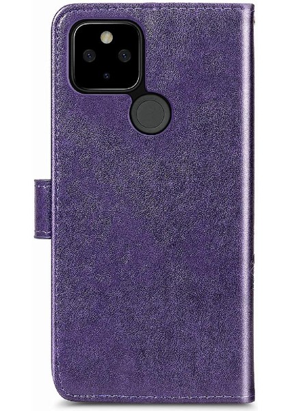 Google Pixel 5 Için Kılıf Zarif Iş Kapak Kapak Dört Yapraklı Yonca (Yurt Dışından)