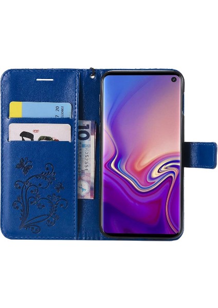 Kart Yuvası Standı ile Samsung Galaxy S10E Pu Deri Kılıf Darbeye (Yurt Dışından)