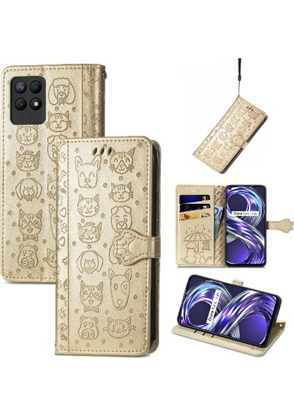 Realme 8i Kısa Kayış Karikatür Hayvanlar Için Kılıf Darbeye Kapak Kılıfı (Yurt Dışından)