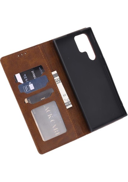 Samsung Galaxy S23 Ultra Manyetik Kapatma Kart Tutucu Için Cüzdan Kılıf (Yurt Dışından) modelleri