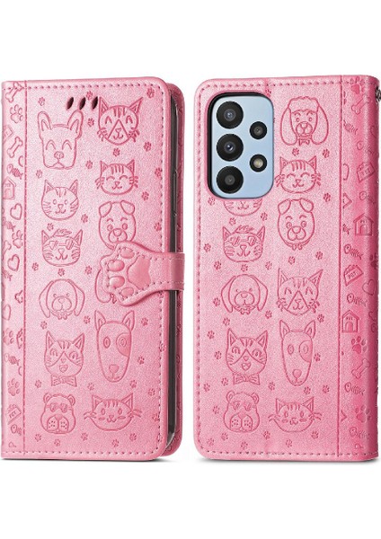 Samsung Galaxy A23 Kılıf Için Kılıf Kısa Kayış Karikatür Hayvanlar Flip (Yurt Dışından) fiyatları