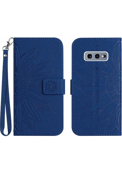 Samsung Galaxy S10E Kabartmalı Ayçiçeği Flip Cüzdan Telefon Kılıfı Pu (Yurt Dışından)