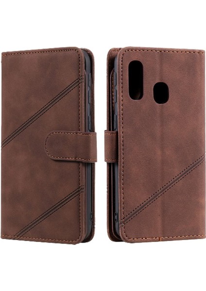 Samsung Galaxy A40 Bileklik Kart Tutucu Kickstand Pu Deri Kılıf (Yurt Dışından)