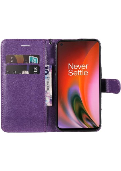 Oneplus Nord 2 5g Için Flip Case Kart Yuvası ile Klasik Düz Renk Yüksek (Yurt Dışından)