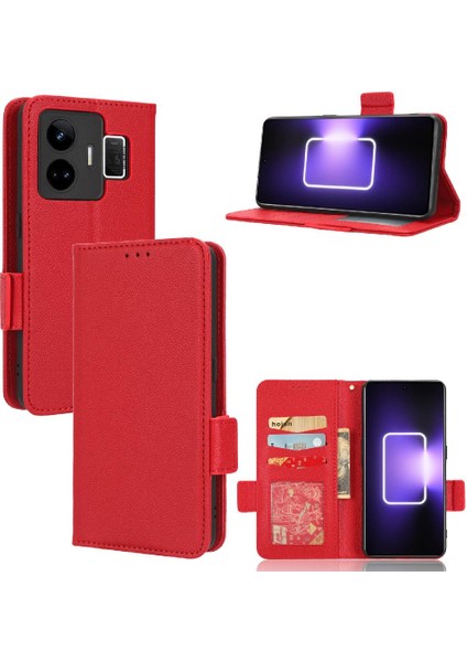 Realme Realyan Toka Manyetik Pu Deri Cüzdan Kart Yuvaları Için Kılıf (Yurt Dışından)
