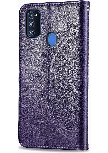 Samsung M30S Darbeye Zarif Desen Deri Kılıf Basit (Yurt Dışından)
