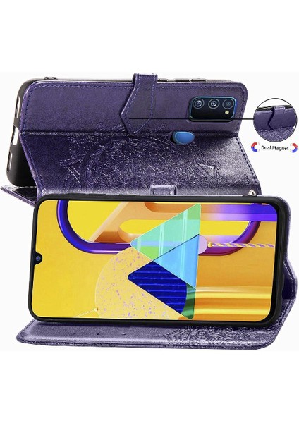 Samsung M30S Darbeye Zarif Desen Deri Kılıf Basit (Yurt Dışından)