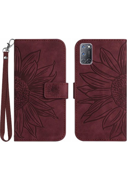 Oppo A92/A72/A52 Kart Yuvaları Tutucu Kısa Kayış Kabartmalı Pu (Yurt Dışından)