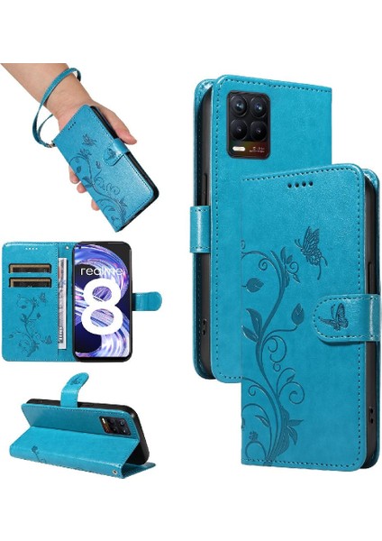 Realme 8 4g/8 Pro Cüzdan Telefon Kılıfı El Kayışı ile Yüksek Kalite (Yurt Dışından)
