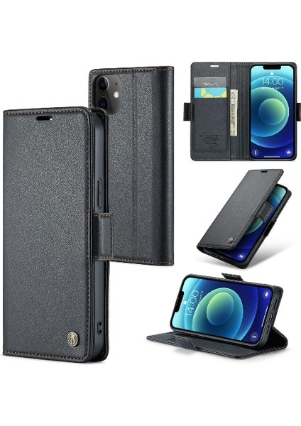 IPhone 12 Mini Cüzdan Kılıf Anti Dolandırıcılık Kart Yuvası Darbeye Dayanıklı (Yurt Dışından)