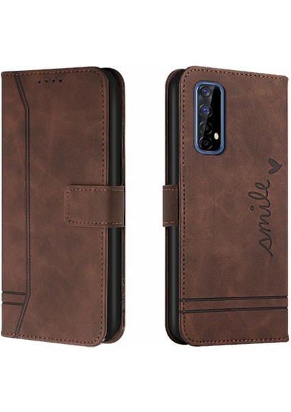 Realme 7 4g Manyetik Kapatma Flip Için Telefon Kılıfı Folio Cüzdan Kart Yuvaları (Yurt Dışından)