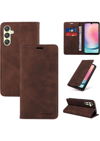 Samsung Galaxy A24 4g Için Kılıf Folio Cüzdan Koruyucu Pu Deri Manyetik (Yurt Dışından)