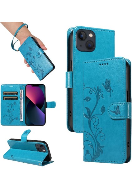 IPhone 13 Mini Yüksek Kalite Deri Cüzdan Telefon Kılıfı Kabartmalı (Yurt Dışından)