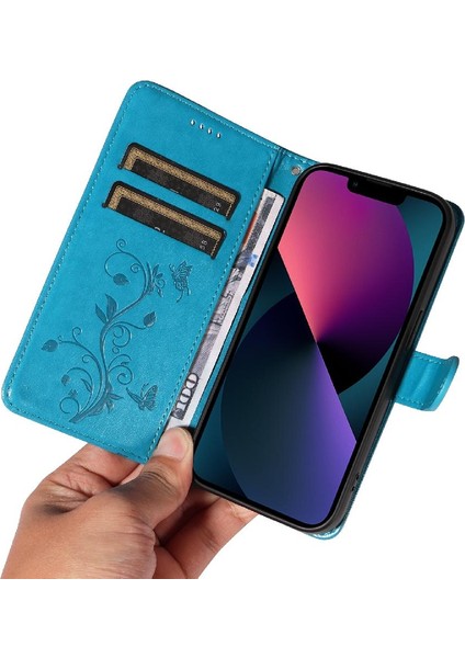 IPhone 13 Mini Yüksek Kalite Deri Cüzdan Telefon Kılıfı Kabartmalı (Yurt Dışından)