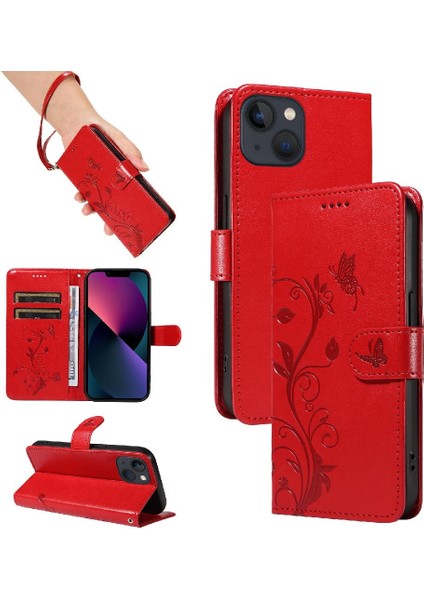 IPhone 13 Mini Yüksek Kalite Deri Cüzdan Telefon Kılıfı Kabartmalı (Yurt Dışından)