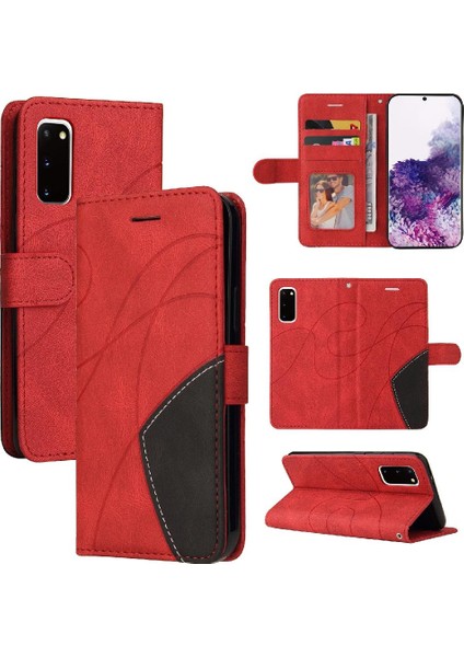 Samsung Galaxy S20 Için Kılıf Pu Deri Flip Folio Kılıf Kickstand Iki Renkli (Yurt Dışından)