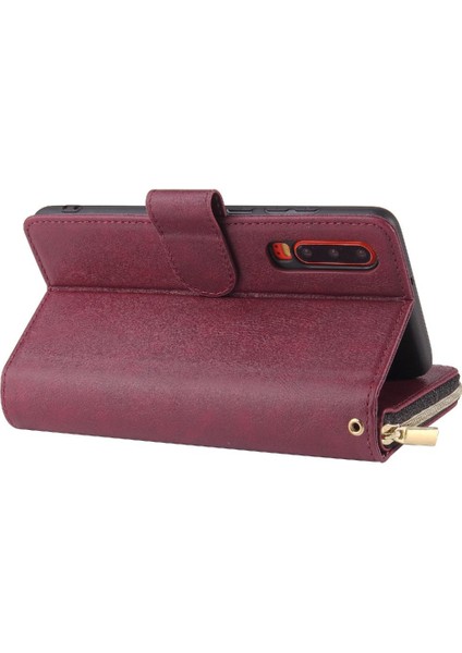 El Kayışı Flip ile 9 Kart Yuvaları ile Huawei P30 Cüzdan Kılıf Için Kılıf (Yurt Dışından) modelleri