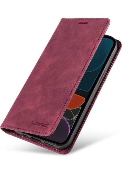 Iphone 12 Için Kılıf Mini Manyetik Koruyucu Pu Deri Folio Cüzdan (Yurt Dışından)