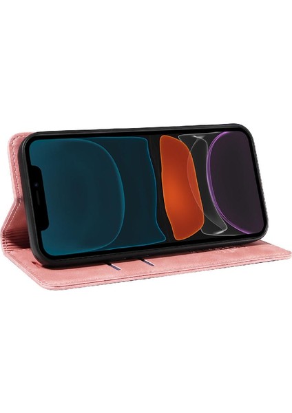 Iphone 12 Için Kılıf Mini Manyetik Koruyucu Pu Deri Folio Cüzdan (Yurt Dışından)