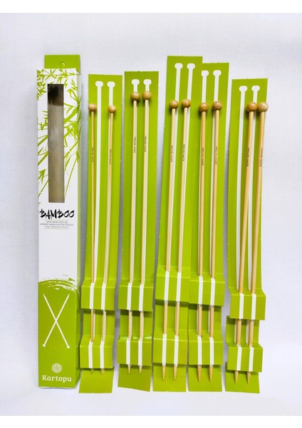 Kartopu Japon Bambu Şiş 5li Set 3-3,5-4-4,5-5 Numaralar Bamboo Ahşap Örgü Şişi