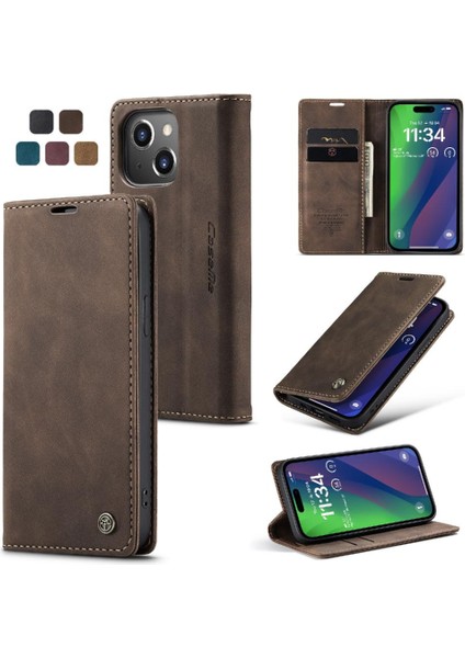 Iphone 15 Için Flip Case Artı Vintage Pu Deri Cüzdan Flip Folio Kitap (Yurt Dışından)