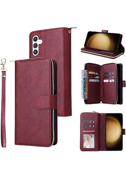 Samsung Galaxy S24 Artı El Kayışı Fermuarlı Cebi ile Kapak Çevirin (Yurt Dışından)