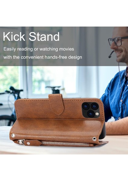 Iphone 11 Için Flip Case Pro Pu Deri Anti Scratch Kickstand Manyetik (Yurt Dışından)