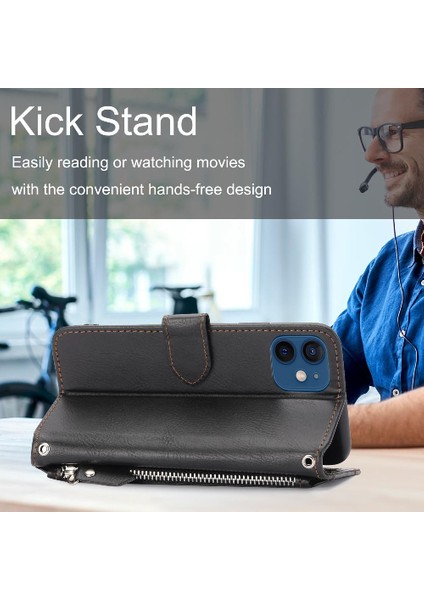 Iphone 12 Için Flip Case Mini Kart Tutucu Anti Scratch Pu Deri Manyetik (Yurt Dışından)