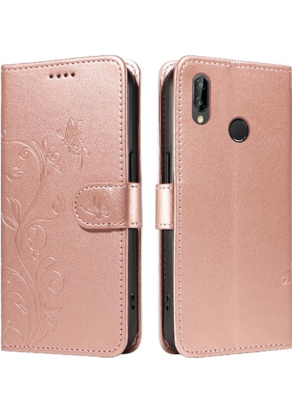 Huawei Nova 3e Için Flip Case Yüksek Kalite Deri ve Kart Yuvası Kabartmalı (Yurt Dışından)